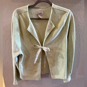 Woman’s Mint Sweater Cardigan with Front Ribbon XL by Anne Lewin New York